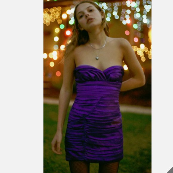 NWOT ZARA DRAPED SHORT DRESS WITH SWEETHEART NECKLINE PURPLE  BLOGGERS Fave - Picture 3 of 8